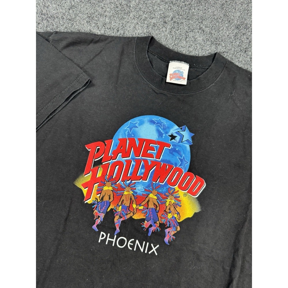 VTG 1991 Planet Hollywood Phoenix T Shirt USA Black Graphic Tourist Tee Large